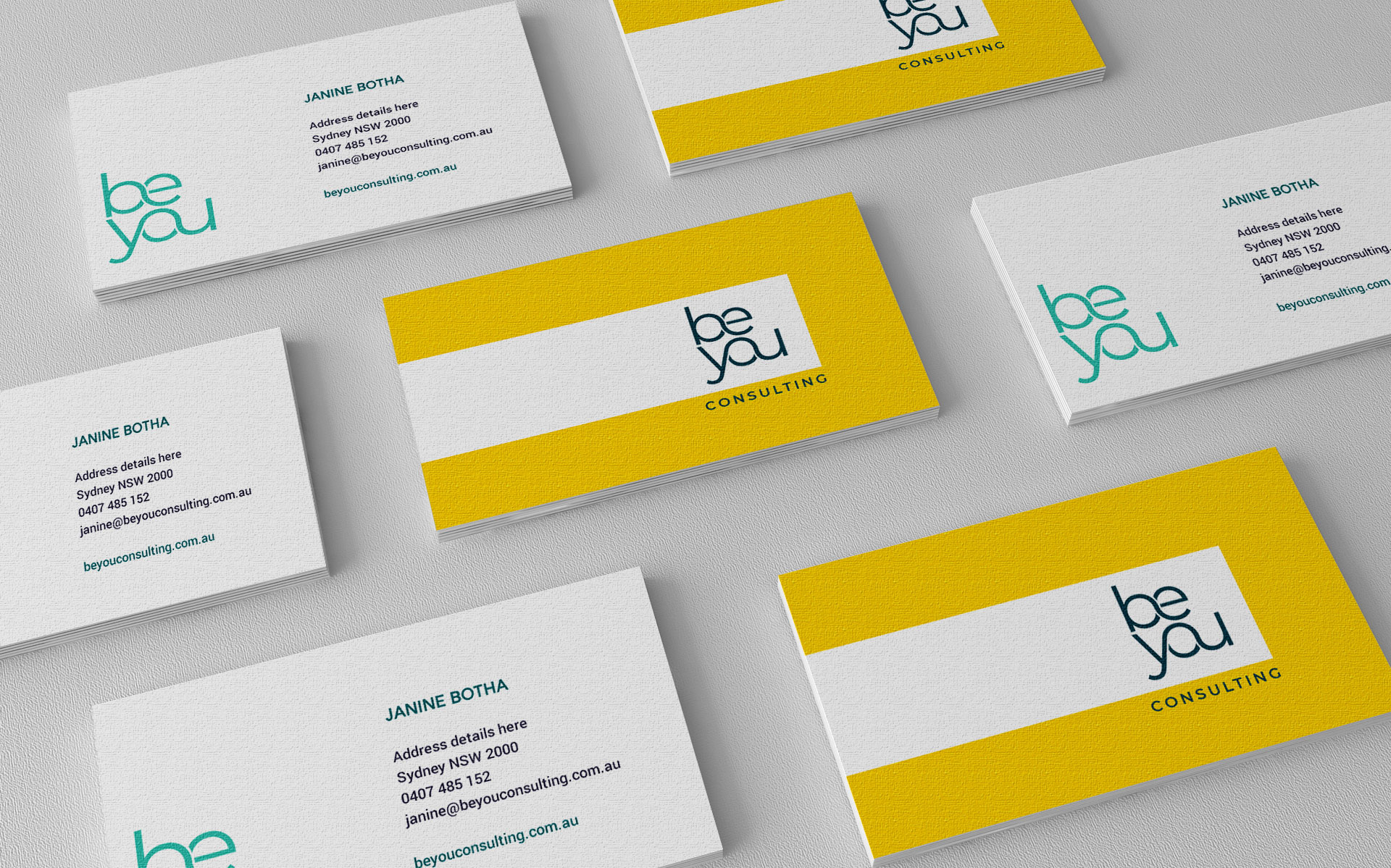Be You Consulting logo, branding & marketing items designed by Amy at Yellow Sunday