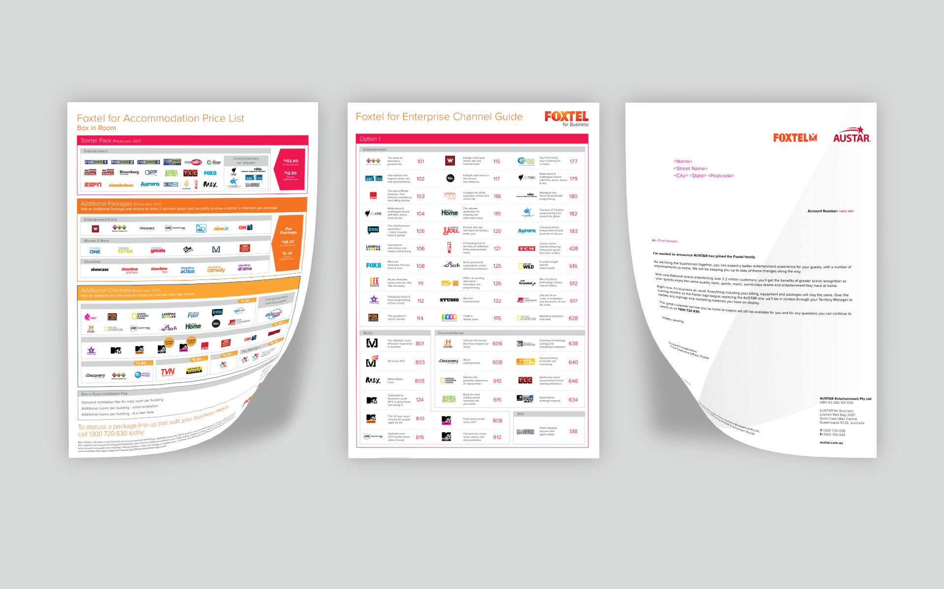 FOXTEL marketing, advertising & publications designed by Amy Howard